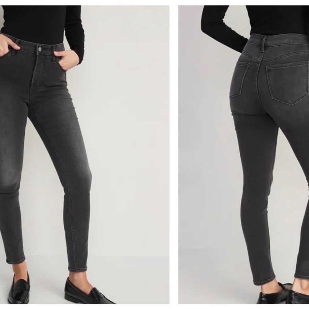 OldNavy Jeans High Waisted Rockstar Black Wash Denim- Moto, Casual Chic